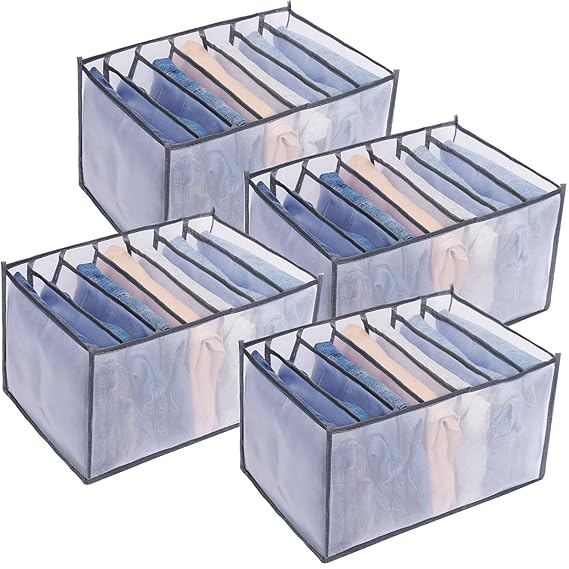 4 PCS Closet Organizers Mesh Wardrobe Clothes Organizer, 7 Grids Drawer Clothing Organizer Storage