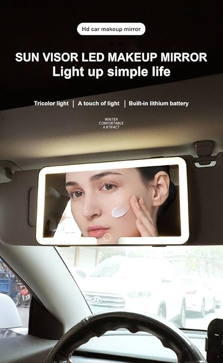 Car Sun Visor Mounted Led Vanity Mirror with 3 Light Modes and 80 Leds