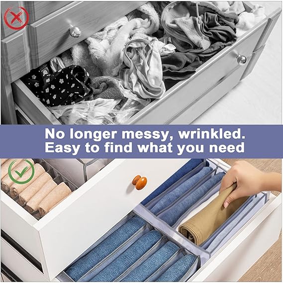4 PCS Closet Organizers Mesh Wardrobe Clothes Organizer, 7 Grids Drawer Clothing Organizer Storage