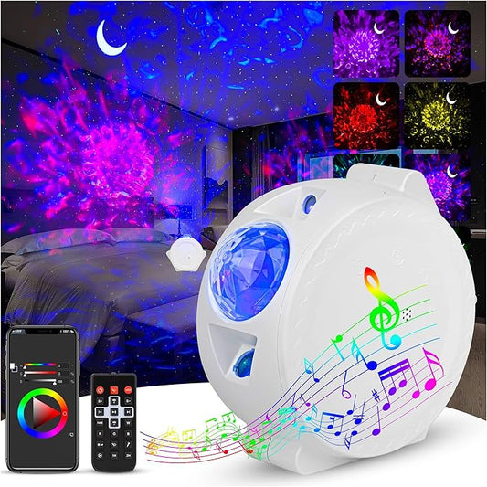 4 in 1 Galaxy Projector with Bluetooth Speaker & Timer, Remote&Voice Control, 18 Lighting Effects